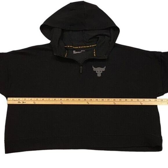 Under Armour Oversized Sweatshirt Womens Size Large Black Loose Hoodie Cropped - Picture 11 of 12